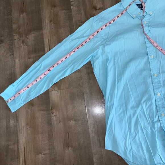 Ralph Lauren Classic Fit Long Sleeve Button Down Shirt Men 16 32/33 Aqua Flesh - Picture 6 of 6
